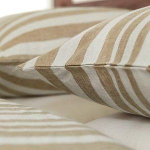 Crate & Barrel Pair of King Size Shams Riva Striped Linen Cotton Blend NWT